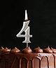 Funcart Numerical Number 4 Cake Topper Candle - Silver