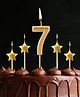 Funcart 7th Birthday Golden Star Cake Topper Candle - Pack of 5