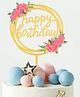 Funcart Red Flower Acrylic Happy Birthday Cake Topper - Golden