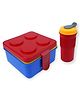 Little Surprise Box 2 Pcs Square Lego Theme Lunch Box with Cup Style Bottle - Red