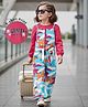 Ollington St. Cotton Full Sleeves Top & Printed Knit Dungaree With Belt - Pink & Multicolor