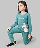TRESNOVA Cotton Knit Full Sleeves Unicorn Printed Antimicrobial Tee & Joggers Set - Teal Blue