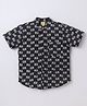 Aww Hunnie Cambric Woven Half Sleeves Elephants Printed Shirt - Black