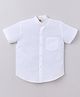 Aww Hunnie Cambric Woven Half Sleeves Solid Shirt - White