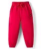 Kookie Kids Terry Knit Full Length Joggers With Smiley Print & Pockets - Red
