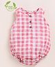 Cot & Candy Organic Muslin Cotton Knit Sleeveless Checked Onesie - Pink