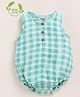 Cot & Candy Organic Muslin Cotton Knit Sleeveless Checked Onesie - Sage