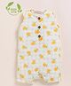 Cot & Candy Organic Muslin Cotton Knit Sleeveless Checked & Oranges Printed Romper - Orange