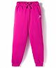 Kookie Kids Terry Knit Full Length Joggers With Joy Print & Pockets - Fuchsia