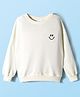 Kookie Kids Terry Knit Full Sleeves Sweatshirt With Smiley Print & Rib - Off White