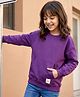 Kookie Kids Terry Knit Full Sleeves Solid Color Pullover Sweatshirt with Kangaroo Pocket - Purple