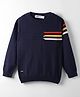 Noddy Cotton Lycra Knit Full Sleeves Placement Striped Tee - Navy Blue