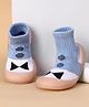 Cute Walk by Babyhug Slip on Sock Shoes with Bow Embroidery - Blue