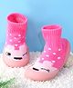 Cute Walk by Babyhug Sock Shoes with Bunny & Polka Dot Design - Fuchsia
