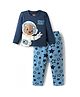 Babyhug Cotton Knit Full Sleeves Night Suit with Teddy Print - Navy Blue