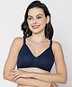 Mine4Nine Knit Solid Maternity Non Padded Bra With Nursing Access - Navy Blue