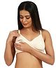 Mine4Nine Knit Solid Maternity Non Padded Bra With Nursing Access - Cream