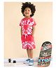 Polka Tots Cotton Knit Half Sleeves Tie Dye Tee With Coordinating Shorts Set - Pink