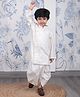 Polka Tots Cotton Woven Full Sleeves Abstract Foil Printed Angrakha Dhoti Kurta - White