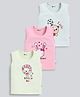 MOONKIDS Cotton Knit Pack Of 3 Cute Baby Animals & Lovely Day Text Printed Vest - Pink Lime & Light Pista