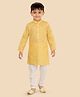ETHNIKS NEURON Cotton Silk Woven Full Sleeves Ethnic Foil Printed Kurta Pyjama Set - Yellow