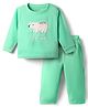 Kanvin Fleece Knit Full Sleeves Winter Night Suit Anti Pilling with Polar Bear Embroidery - Mint Green
