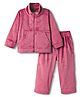 Kanvin Velour Knit Full Sleeves Winter Wear Solid Colour Co-Ords Front Open Sweatshirt with Kangaroo Pockets & Lounge Pant Set - Pink