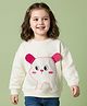 Mark & Mia Terry Knit Full Sleeves Sweatshirt With Animal Print & Ear Applique - Cream