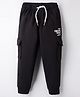 Smarty Sniker Knit Full Length Lounge Pants with Cargo Pockets & Text Print - Black