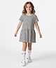 Primo Gino Cotton Knit Half Sleeves Drop Waist Winter Frock With Stripes - White
