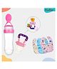 Kritiu Baby Feeding Combo 1 Food Feeder 1 Fruit Nibbler With 3 cotton Waterproof Bibs -(Pack of-5) Pink