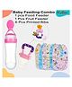 Kritiu Baby Feeding Set 1 Food Feeder 1 Fruit Nibbler With 6 cotton Waterproof Bibs -(Pack of-8) Pink