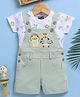 Jb Club Cotton Knit Lion & Tiger Embroidered Dungaree With Half Sleeves Tee Set - Green