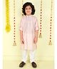 Ministitch Cotton Woven Full Sleeves Foil Striped Kurta Pyjama Set - Peach