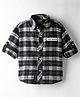 Little Kangaroos Cotton Woven Full Sleeves Checked Shirt with Printed Back - Black & White