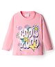 Olio Kids Sinker Knit Full Sleeves Winter T-Shirt with Cool Mood Text Print - Light Pink