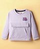 Olio Kids Knitted Full Sleeves Winter T-Shirt With Kangaroo Pockets & Girl Gang Print - Lavender
