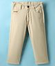 Olio Kids Cotton Woven Full Length Solid Color Trouser - Beige