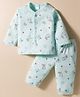 Tango Interlock Knit Full Sleeves Co-ords Night Suit with Bear Print - Aqua Blue