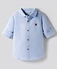 Bonfino 100% Cotton Knit Full Sleeves Oxford Shirt With Embroidery Details - Light Blue