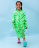 M'andy Full Sleeves Unicorns Printed Hooded Raincoat - Neon Green