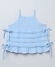 Taffykids 100% Cotton Woven Sleeveless Lace & Smock Detailed Crop Top - Blue