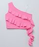 Taffykids Woven One Shoulder Ruffle Detailed Crop Top - Pink