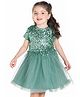 Cherry Crumble By Nitt Hyman Woven Half Sleeves Sequins Embellished Dress - Green