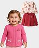 Babyoye 100% Cotton Knit Eco Jiva Finish Full Sleeves Jhablas with Pockets Teddy & Bow Print Pack of 3 - Maroon Peach & Dark Pink