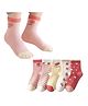 Bembika Pack Of 5 Striped & Floral Designed Anti Skid Socks - Multi Colour