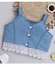 Bright Stars KIDSWEAR Cotton Woven Sleeveless Floral Lace Embellished Crop Top - Blue