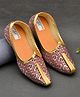 Little Palz Ethnic Motifs Embroidered & Foil Designed Slip On Mojaris - Red