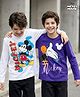 Honeyhap Disney Single Jersey Knit Full Sleeves T-Shirts with Mickey Mouse and Family Graphics Pack of 2 - Purple & White