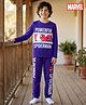 Pine Kids Marvel Single Jersey Knit Full Sleeves T-Shirt & Lounge Pant Set with Spider Man Graphic - Purple